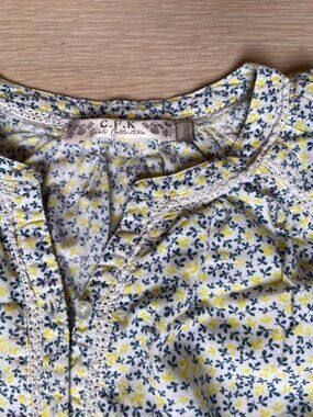 C.F.K. Kids navy and yellow flower print Pop over blouse, Size: 8 years old